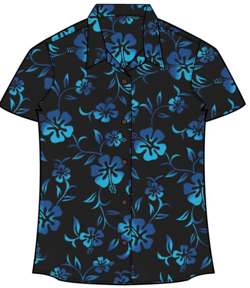 Women's Moonlight Hibiscus Hawaiian Shirt